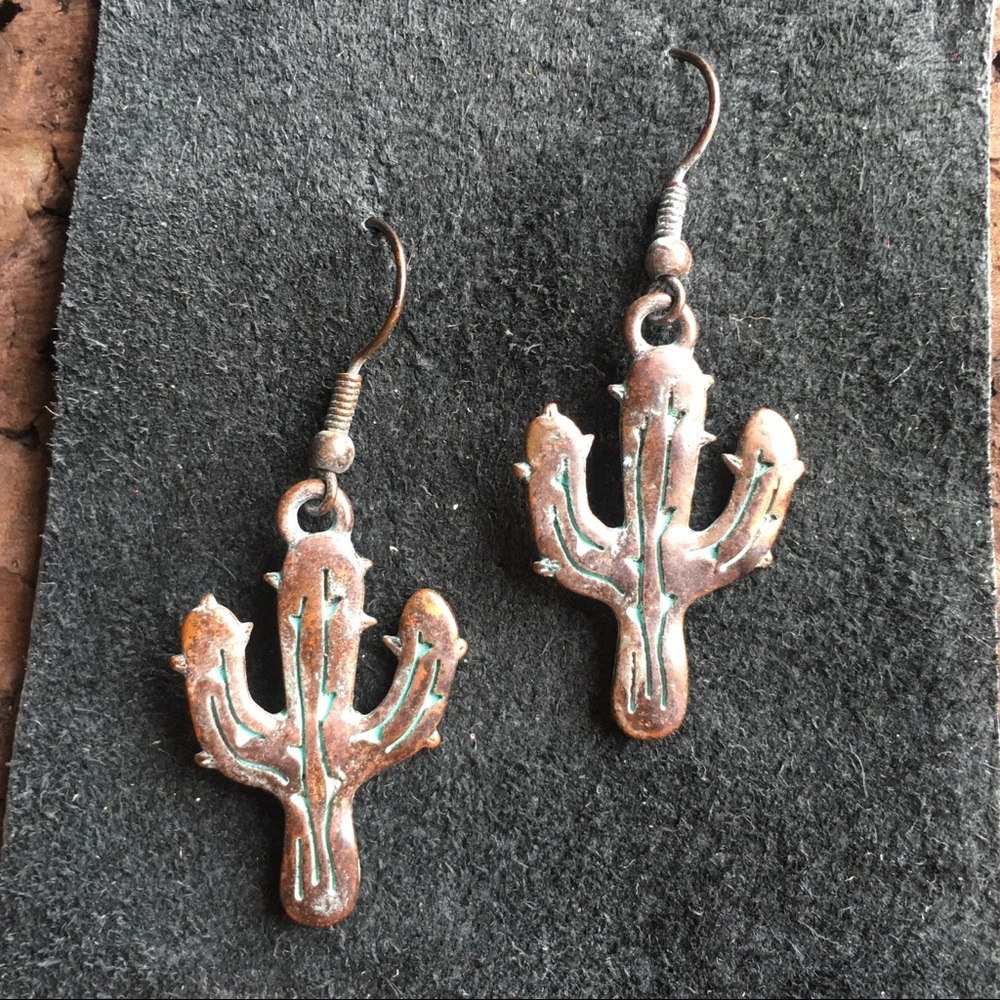 Vintage Copper Cactus Earrings